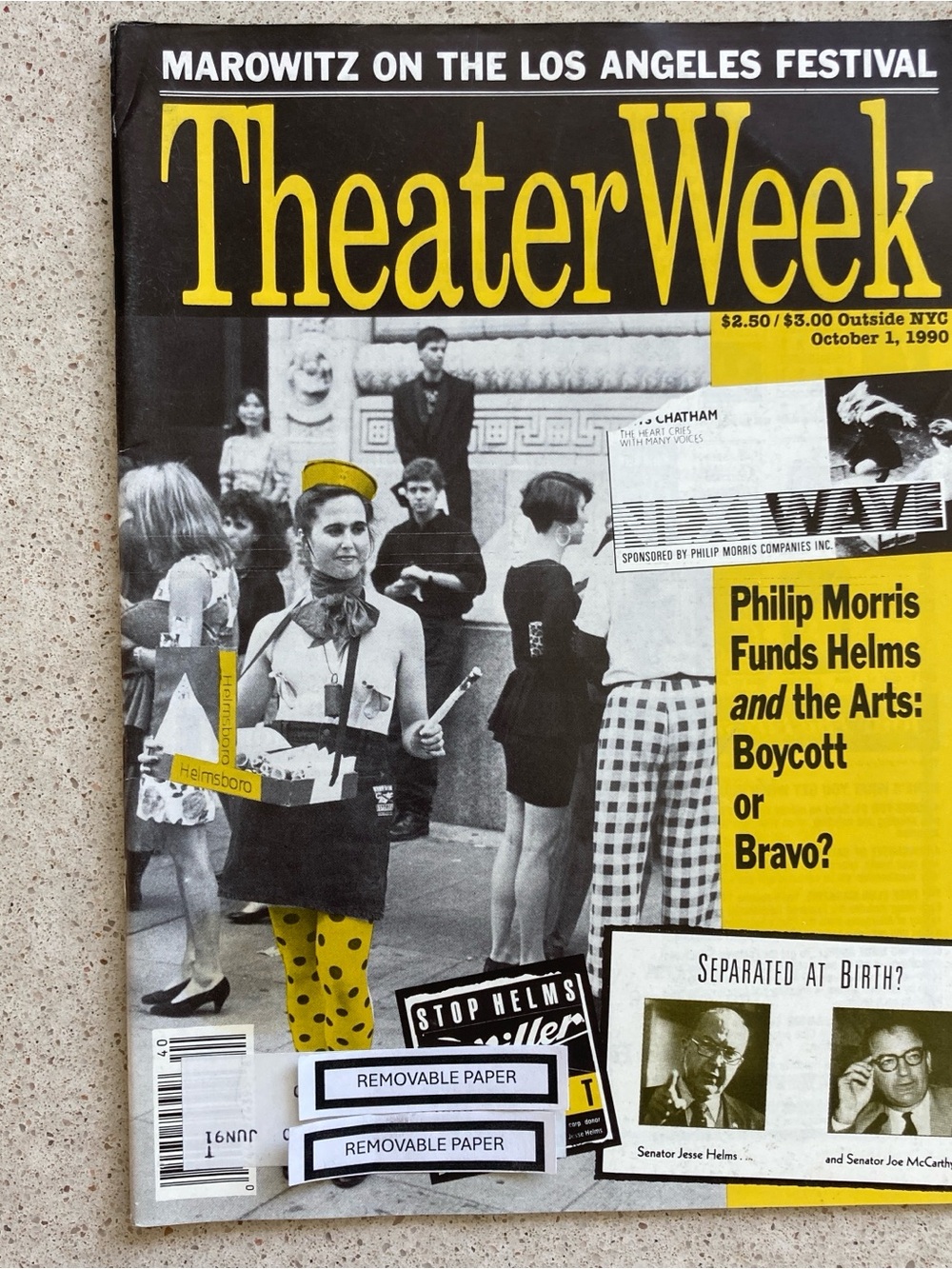 Philip Morris Funds  Theater Week Magazine October 1 1990 Address Pages Scuffed